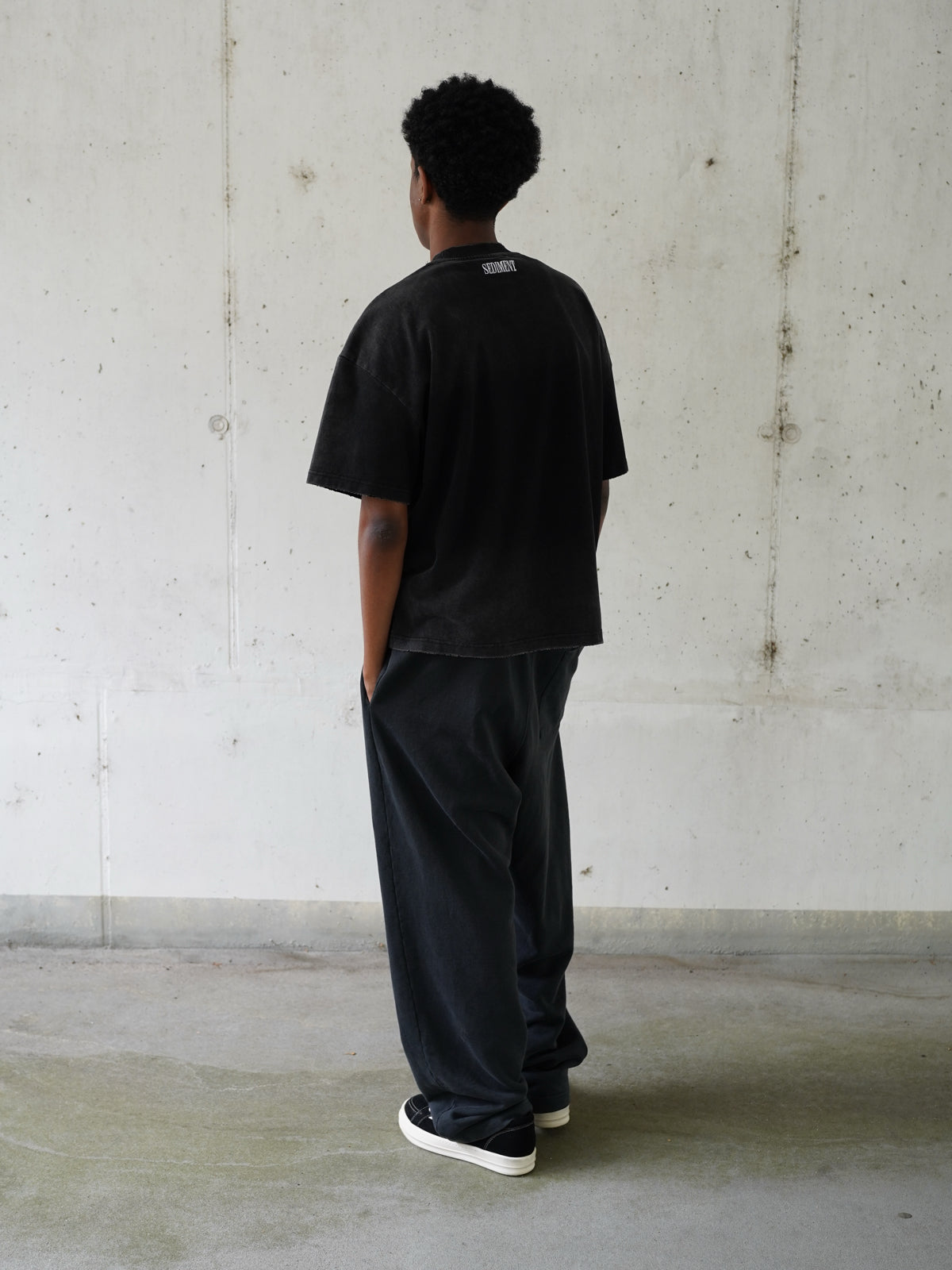 Faded Black Embroidery T-Shirt