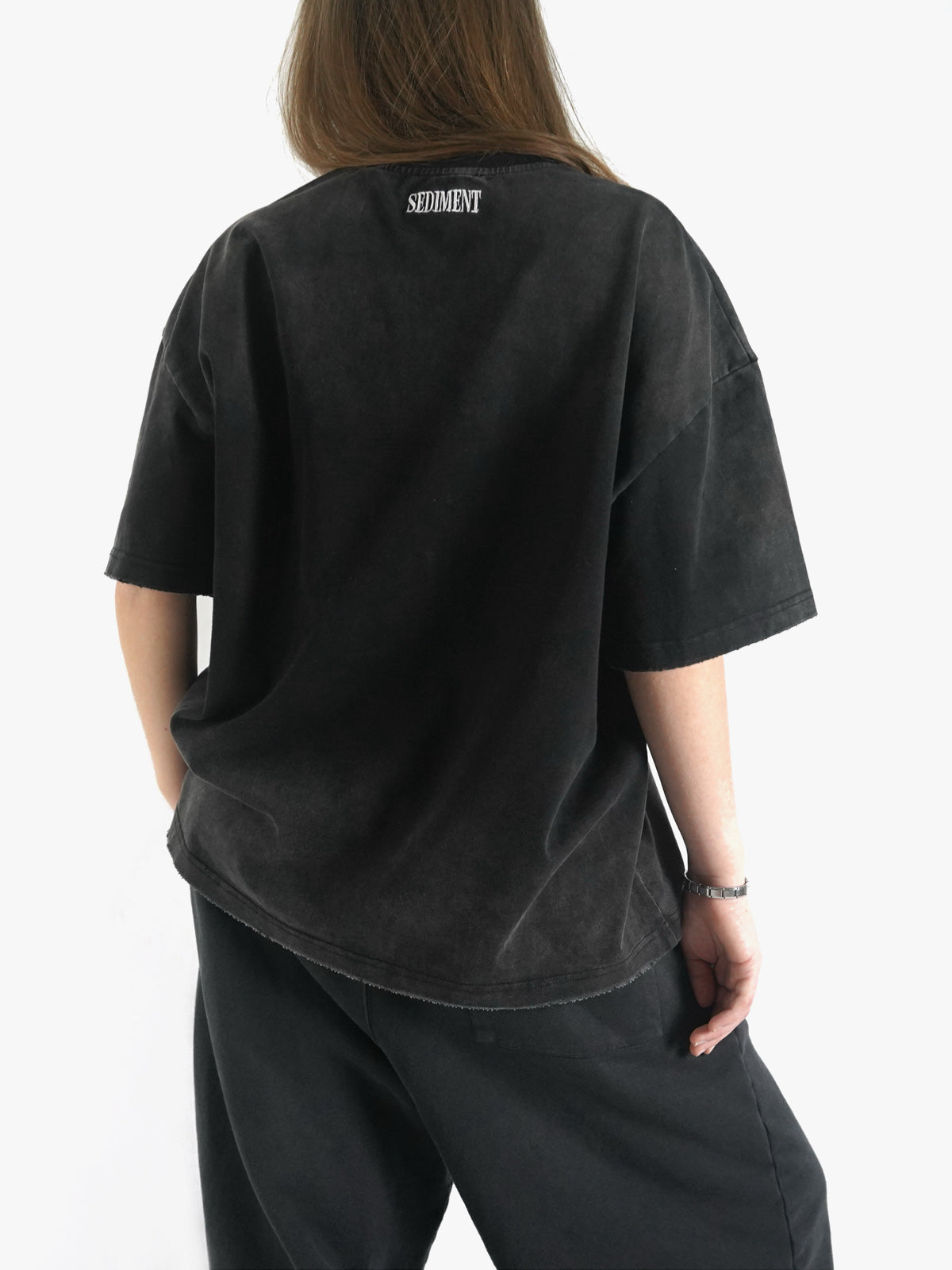 Faded Black Embroidery T-Shirt