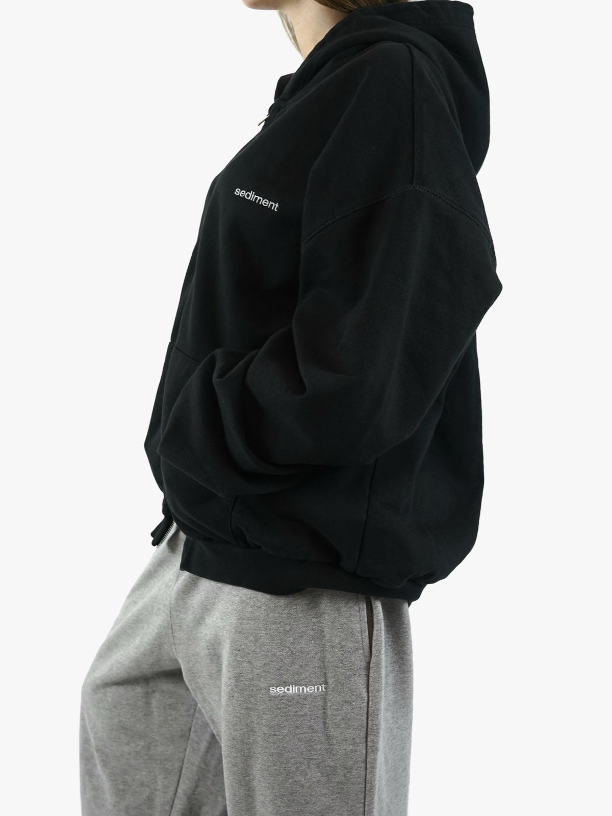 Vintage Black Permanent Zip-Hoodie